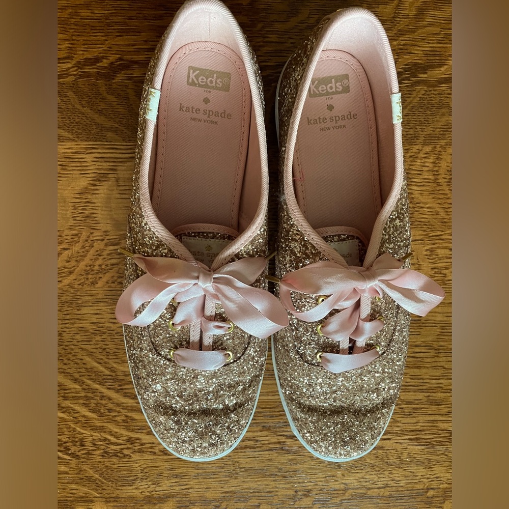 Keds x kate spade Glitter Pink Ribbon Athletic Sneakers
